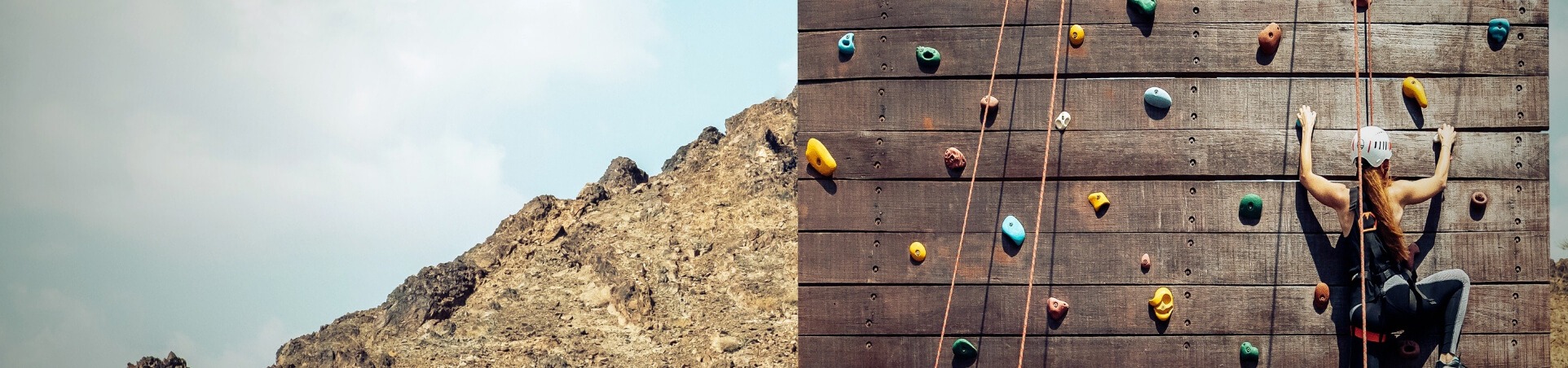 امرأةتتسلقجدارًا